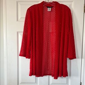 Slinky Brand Red Open-Weave Cardigan